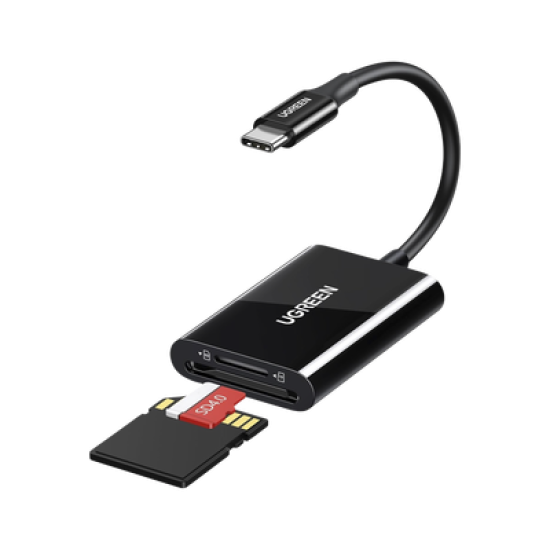 Lector de Tarjetas USB-C 3.1 | Soporta Micro-SD (TF) /SD | 5Gbps | 170 MB/s | OTG | Soporta hasta 2TB | Admite intercambio en Caliente | 2 tarjetas simultaneas | Soporta Windows/Mac OS/Linux | Color Negro.