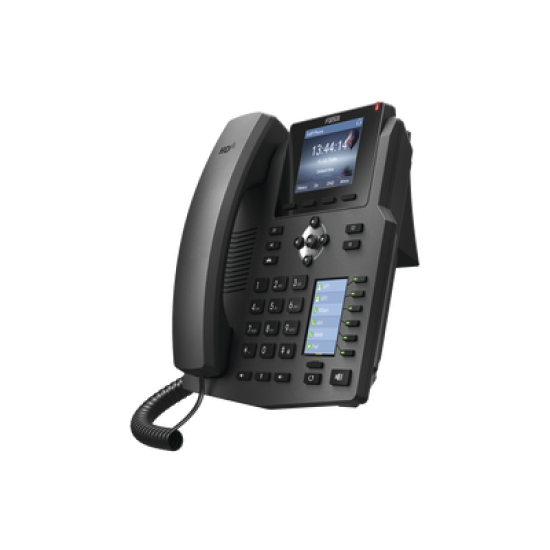 Teléfono IP empresarial para 4 líneas SIP con 2 pantallas LCD, 6 teclas BLF/DSS, conferencia de 3 vías, PoE