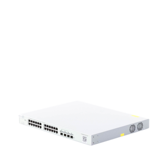 Switch Administrable Capa 3 con 24 puertos Gigabit PoE 802.3af/at + 4 SFP+ para fibra 10Gb, gestión gratuita desde la nube, 370w