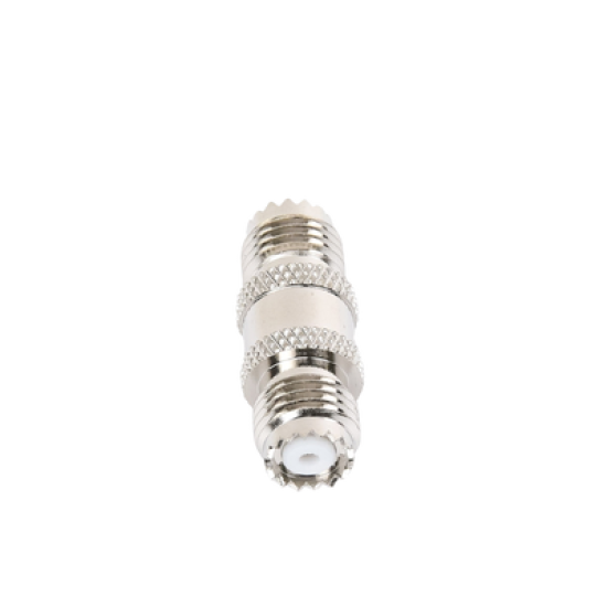 Adaptador Barril en Línea, de Conector Mini-UHF Hembra a Mini-UHF Hembra, Níquel/ Oro/ Teflón.