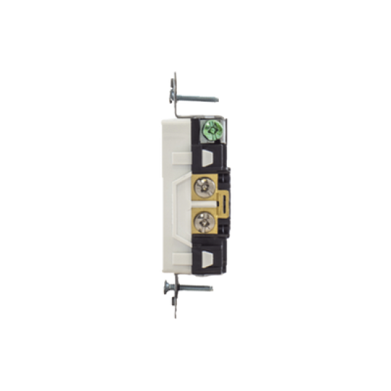 Contacto Duplex Decorador 20 A 125V /  Resistente a manipulaciones / 2 Polos 3 Hilos/ Nema 5-20 R / Color Blanco / Grado Industrial.