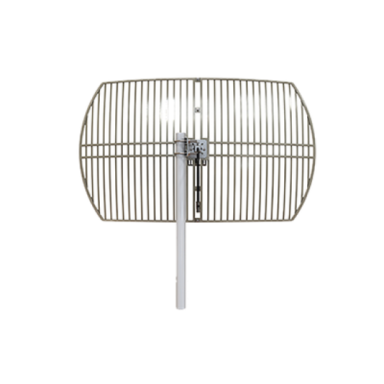 Antena Rejilla direccional, Ganancia 24 dBi, Dimensiones (90 x 60 x 38 cm), rango de frecuencia (2300-2500 MHz).