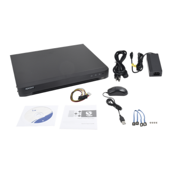 DVR 8 Megapixel / 16 Canales 4K TURBOHD + 16 Canales IP / 2 Bahía de Disco Duro / 4 Canales de Audio / 16 Entradas de alarma / Vídeoanálisis