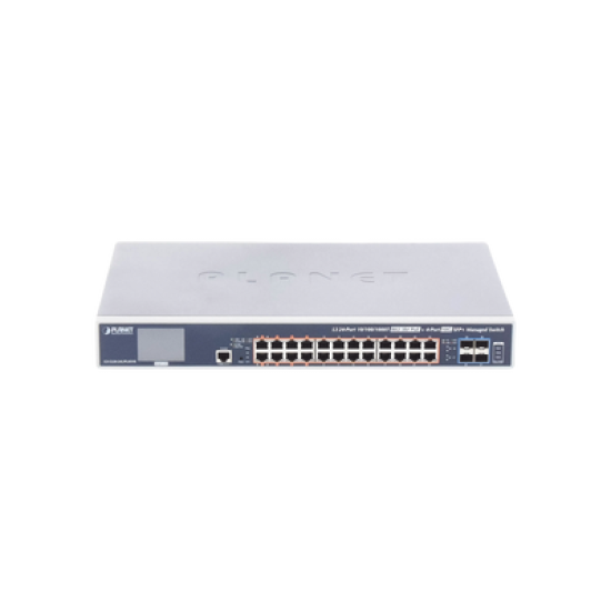 Switch Administrable Capa 3, 24 Puertos Gigabit 802.3bt, Hasta 600 W, 4 Puertos 10 G SFP+, Con Pantalla Táctil para Configuración Básica