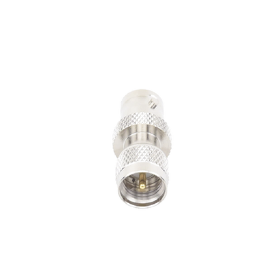 Adaptador en Línea, de Conector Mini UHF Macho a BNC Hembra, Níquel/ Oro/ Teflón.