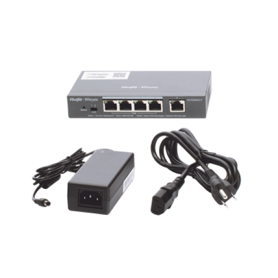 Switch Administrable PoE con 5 puertos Gigabit, 4 PoE 802.3af/at, gestión gratuita desde la nube, 54w