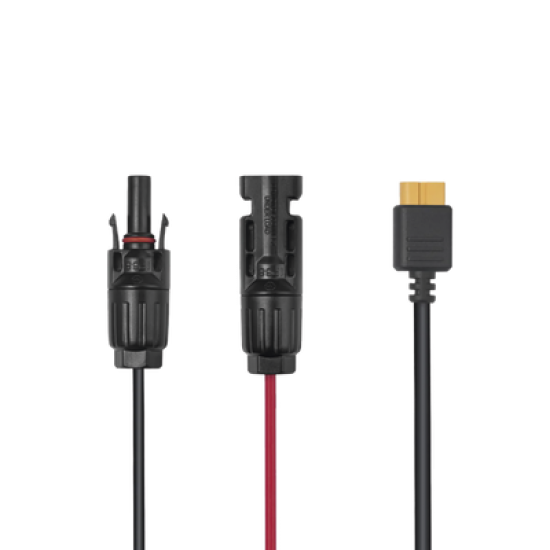 Cable 2.5 m, Negro, Calibre 10 AWG con Terminales MC4 Macho y Hebra para Terminal XT60