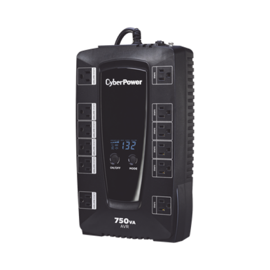 UPS de 750 VA/450 W, Topología Línea Interactiva, Entrada 120 Vca NEMA 5-15P, Tipo Gabinete Compacto, Con 12 Tomas NEMA 5-15R