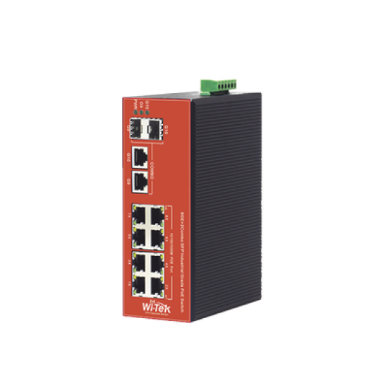 Switch Industrial PoE+ no administrable de 8 Puertos 10/100/1000Mbps + 2 SFP Combo, 150 W