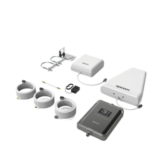 Kit Amplificador de Señal Celular 5G / Mejora las llamadas convencionales y VoLTE / Soporta los datos de las tecnologías 2G, 3G, 4G y 5G de TELCEL, AT&T, MOVISTAR y OMV de Altán / Cubre hasta 600 m².