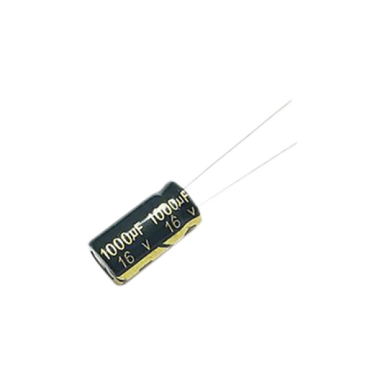 Capacitor Electrolítico de Aluminio, Radial de 1000 µFd, 16 Vcc, 105 °C, 10 x 15 mm.