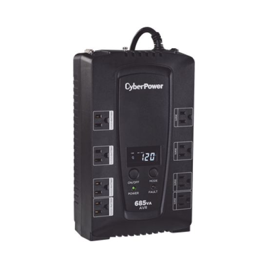 UPS de 685 VA/390 W, Topología Línea Interactiva, Entrada 120 Vca NEMA 5-15P, Tipo Gabinete Compacto, Con 8 Tomas NEMA 5-15R