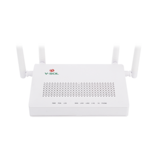 ONU Dual G/EPON con Wi-Fi AC de doble banda, 1 puerto SC/UPC + 2 puertos LAN Gigabit + 1 puerto FXS