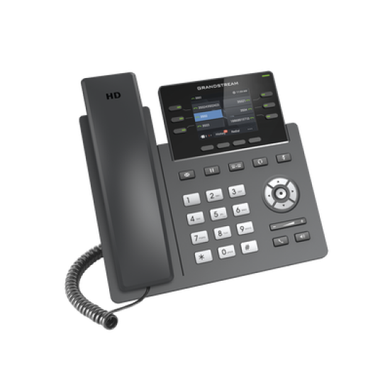 Teléfono IP Grado Operador, 3 líneas SIP con 6 cuentas, puertos Gigabit,PoE,  pantalla a color 2.4
