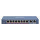 Switch PoE+ / No Administrable / 6 Puertos 10/100 Mbps 802.3 af/at (30 W) / 1 Puerto 10/100 Mbps Hi-PoE (90 W)  / 2 Puertos 1000 Mbps Uplink / Modo Extendido hasta 300 Metros / 110 Watts