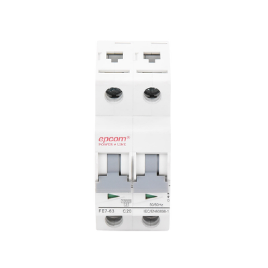Protección Térmica 2P, 20A,  Corriente Alterna  400 Vca para Aplicación Fotovoltaica Montaje Riel DIN