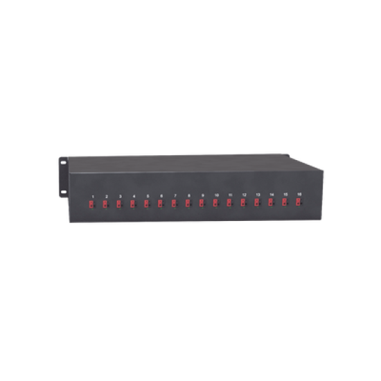 Fuente 24 Vca / Industrial / Tipo RACK / 20 Amperes / 16 salidas / 1.25 Amperes por salida administrada / 2.5 Amperes por salida máxima