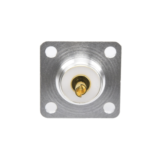  Conector UHF Hembra (SO-239) para Montaje de Chasis con 4 Hoyos a 18 mm, Terminal Soldable, Plata/ Oro/ Teflón.
