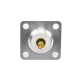  Conector UHF Hembra (SO-239) para Montaje de Chasis con 4 Hoyos a 18 mm, Terminal Soldable, Plata/ Oro/ Teflón.