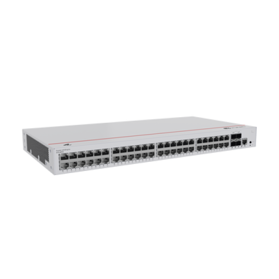 Switch de Distribución/Core Gigabit Administrable PoE Capa 3 / 48 puertos 10/100/1000 Mbps (PoE) / 4 Puertos 10GE SFP+ Uplink / ERPS / Rutas Estáticas / iStack / PoE Perpetuo / 380W / Administración Nube Gratis