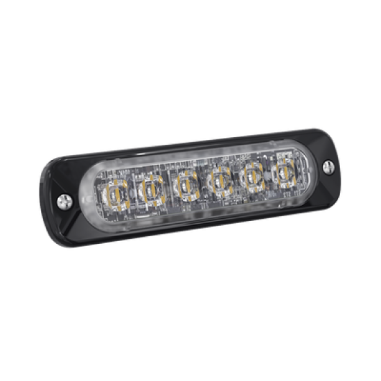 Luz Auxiliar de 6 LED, Ambar, Bisel Negro, Lente Transparente