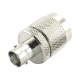 Adaptador en Línea de Conector N Macho a BNC Hembra, Plata/ Oro/ Teflón.