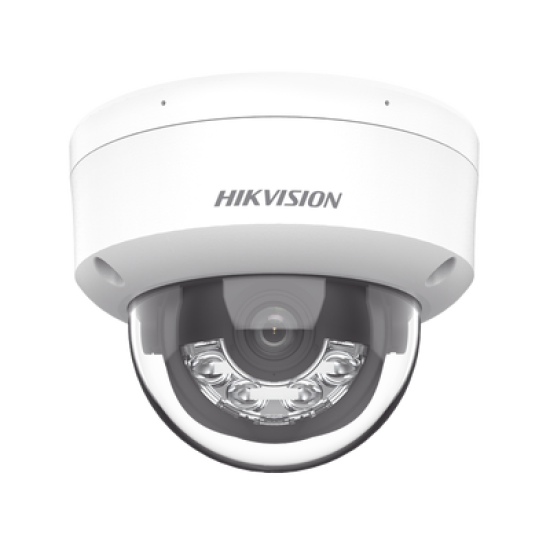 [Dual Light] Domo IP 2 Megapixel / Lente 2.8 mm / 30 mts IR + 20 mts Luz Blanca / Micrófono Integrado / Antivandálico IK08 / ACUSENSE Lite / Exterior IP67 / H.265 / PoE / ONVIF 