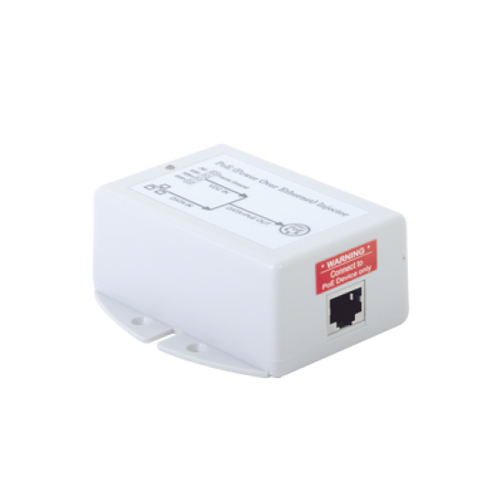 Inyector POE para Aplicación Solar, Entrada 9-36 Vcc, Salida en 48 Vcc, 802.3 af, 10/100/1000 Mbps, hasta 17 Watts