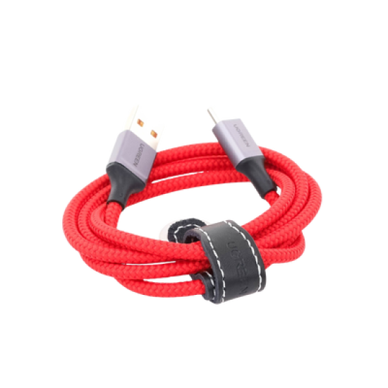 Cable USB-A a USB-C | 1 Metro | Carga Rápida QC 4.0/3.0/2.0 | FPC | AFC | Protección Integrada |  480 Mbps | Caja de Aluminio | Nylon Trenzado | Color Rojo | Ampliamente Sugerido para Carga Rápida HUAWEI.