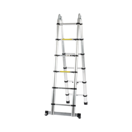Escalera Telescópica de Aluminio Tipo Tijera de 1.9 + 1.9 Metros de Altura