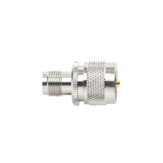 Adaptador en Línea de Conector TNC Hembra a UHF Macho (PL-259), Níquel/ Oro/ Teflón.