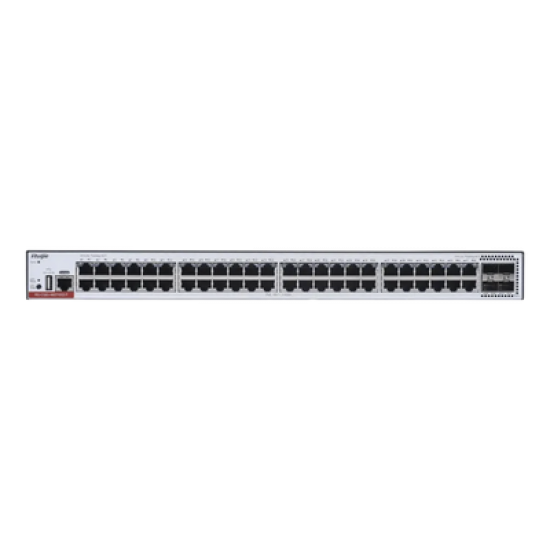 RG-CS83-48GT4XS-PD Switch Administrable Capa 3 PoE con 48 puertos Gigabit 802.3af/at + 4 SFP+ para fibra 10Gb, hasta 1,480 watts, gestión gratuita desde la nube.