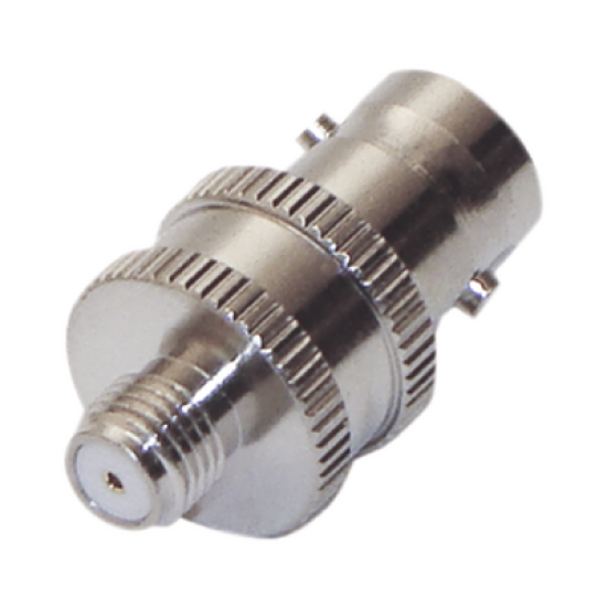 Adaptador en Línea de Conector BNC Hembra a SMA Hembra Corto / Celulares Motorola, Níquel/ Oro/ Teflón.