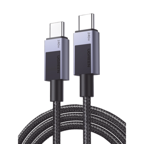 Cable USB-C USB-C | 1m | PD3.1 | 240W | Carga Rápida | 480 Mbps | Chip E-Maker | Caja de Aluminio | Nylon Trenzado | Compatible con Macbook Pro Air, iPhone 16/15 Plus Pro Max, Galaxy S24 Ultra, Pixel 9/8 Pro, etc. 