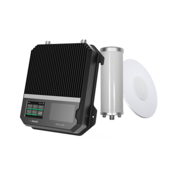 KIT Amplificador de señal celular 4G LTE, 3G y VOZ. Especial para cubrir áreas de hasta 4300 Metros Cuadrados por ser de grado comercial e industrial. Soporta múltiples operadores, tecnologías y usuarios.