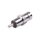 Adaptador de BNC Hembra a RCA Macho en 50 Ohm para Fono, uso en Aplicaciones de Audio-Video, Níquel/ Plata/ Delrin.