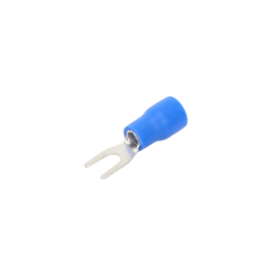 Terminal tipo horquilla ( espada ) aislada / 16 - 14 AWG / Azúl / Paquete de 25 piezas.