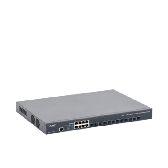 Switch Administrable Capa 3, 12 Puertos SFP de 10G, 8 Puertos 10/100/1000T, Con Alimentación Redundante (2 Fuentes de Alimentación AC).