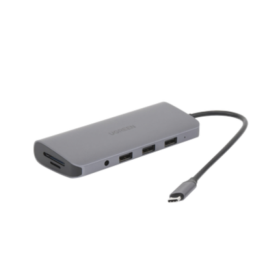 HUB USB-C (Docking Station) 10 en 1 | 3 USB-A 3.0 | USB-C PD Carga 100W | HDMI 4K@30Hz | RJ45 (Gigabit Ethernet) | VGA | Lector Tarjeta SD + Micro SD (TF) Uso Simultaneo | Jack Audio 3.5mm | Carcasa de Aluminio.