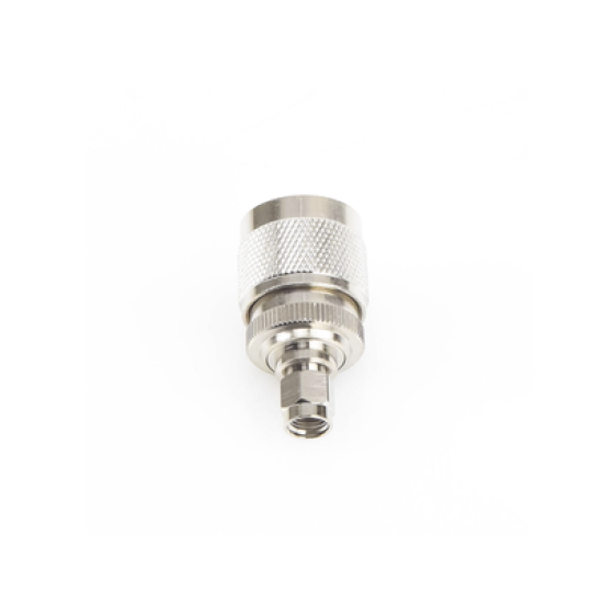 Adaptador en Línea, de Conector SMA Macho Inverso a N Macho, Níquel/ Oro/ Teflón.