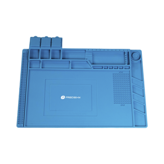 Tapete de silicona de 45 x 30 cm, resistente al calor con áreas magnéticas y de almacenamiento de componentes, ideal para la reparación de equipos y tarjetas electrónicas.