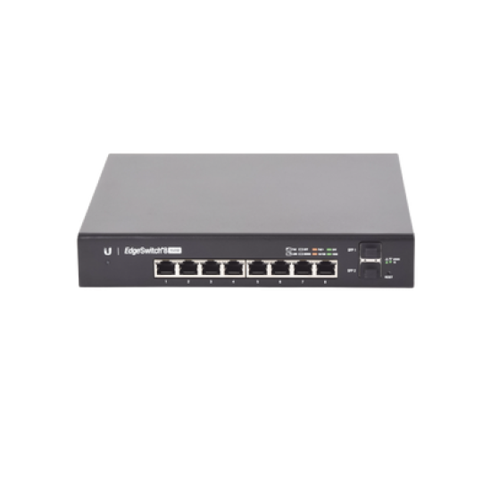 Switch EdgeMAX Administrable de 8 Puertos Gigabit con PoE+/PoE Pasivo 24V + 2 Puertos SFP, 150 W