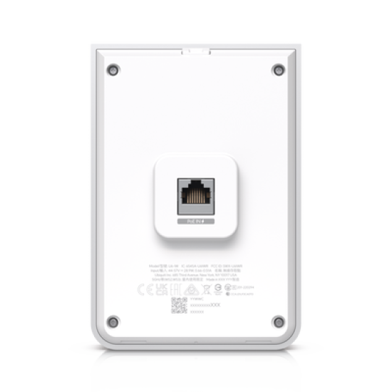 Access Point UniFi U6 In Wall/Montaje p/pared, WIFI 6 2.4 Y 5 Ghz, hasta 5.3 Gbps, 1 pto PoE In, 4 ptos secundarios (1 PoE Out)