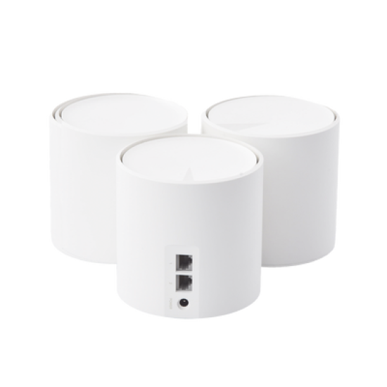 Kit 3 Routers Inalámbricos MESH Interior para Hogar / Doble Banda Wi-Fi 6 AX1800 Mbps / 2 Puerto Gigabit WAN/LAN / 2 Antenas Internas / Administración Mediante la App Deco (iOS, Android) / Protección HomeShield