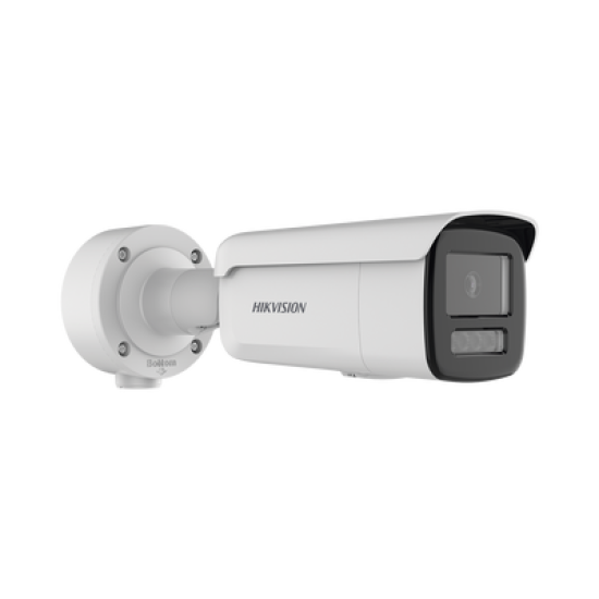 [ PROTECCIÓN ACTIVA ] Bala IP 4 Megapixel / Lente 4 mm / 60 mts IR / Exterior IP67 / Micrófono y Bocina Integrado (Audio de Dos Vías) / DARKFIGHTER / PoE+ / Luz Estroboscopica / ONVIF / Micro SD / 4 Analíticos