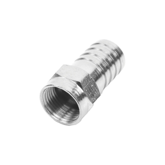 Conector F Macho, Plegable de Doble Blindaje para cable RG-59, Cuerpo de Bronce Niquelado.