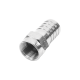 Conector F Macho, Plegable de Doble Blindaje para cable RG-59, Cuerpo de Bronce Niquelado.