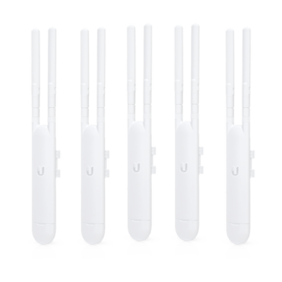 Paquete de 5 Access Point UniFi doble banda para exterior, antenas desmontables 360° , 802.11ac MIMO 2X2, hasta 100 usuarios por equipo. 802.3af, Sin PoE´s