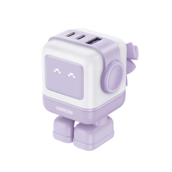 Cargador RobotGaN de 65W Serie Nexode | 3 Puertos de Carga Rápida | 2 USB-C | 1 USB-A | PD 3.0 | QC 4.0 | Carga Inteligente | Tecnología GaN II | Zapato Magnético Extraíble | Carcasa Ignifuga | Pantalla LED. 