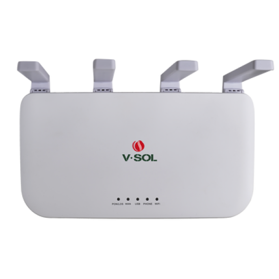 ONU XGSPON / Wi-Fi 6 / 1 Puerto RJ45 2.5 Gbps / 3 Puertos RJ45 1 Gbps / 1 FXS / 1 Puerto USB /